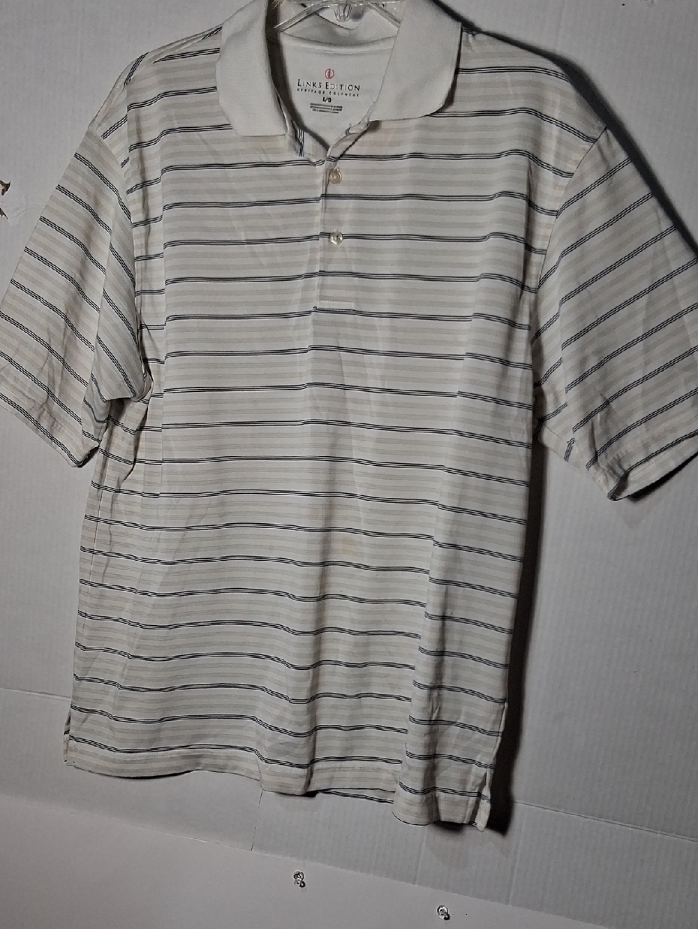 Men's White Striped Polo Shirt